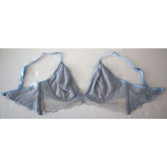 Free People OB1104627 Sz 32D Blue Hydrangea Lucia Underwire Sheer Lace Bra $48 - Picture 6 of 9